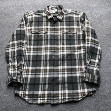 Carhartt Shirt Mens XL Gray Plaid Flannel Long Sleeve Button Up Outdoor Workwear