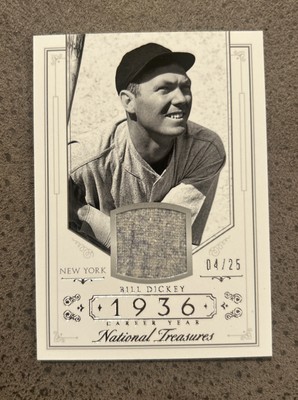 2015 National Treasures Bill Dickey Career Year 1936 Game Used Jersey Relic 4/25