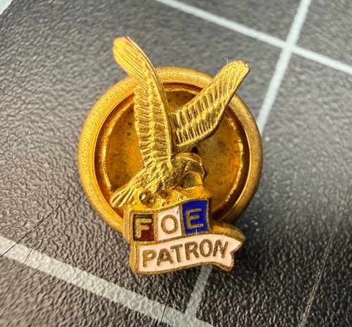 Vintage FOE Patron Fraternal Order of Eagles Brass Screw Back Lapel Pin Badge