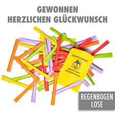 100 Regenbogenlose Tombola Lose Tombolalose Gewinnlose "Gewonnen Herzlichen Gl."