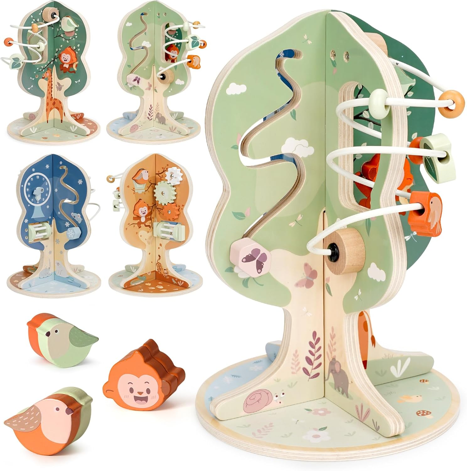 Montessori Toys for 1 Year Old - 8-In-1 Wooden Activity Cube, Montessori Baby Ac