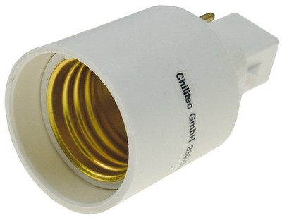 ChiliTec Lampensockel-Adapter, Kunststoff G24 auf E27, G24 universal d1,d2,d3