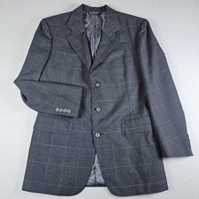 VTG Polo Ralph Lauren Wool Blazer Mens 40R Gray Windowpane Duo Vent Made in USA