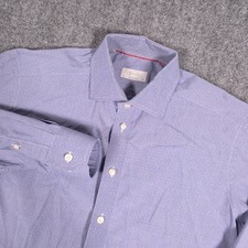 Eton Contemporary Dress Shirt Mens 16.5 Blue Button Down Long Sleeve Barrel Cuff