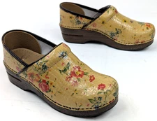 Dansko Buttercream Floral Pro Stapled Clogs Shoe Women Euro 39, US 8.5-9 Leather