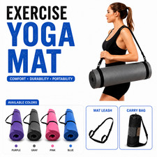 Thick 10mm Exercise Yoga Mat 1/2-Inch NBR Foam Gym Pilates Fitness w/Carry Strap