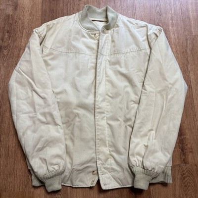 VINTAGE Original Varsity by Catalina Lined Bomber Full Zip Beige Jacket Size 44