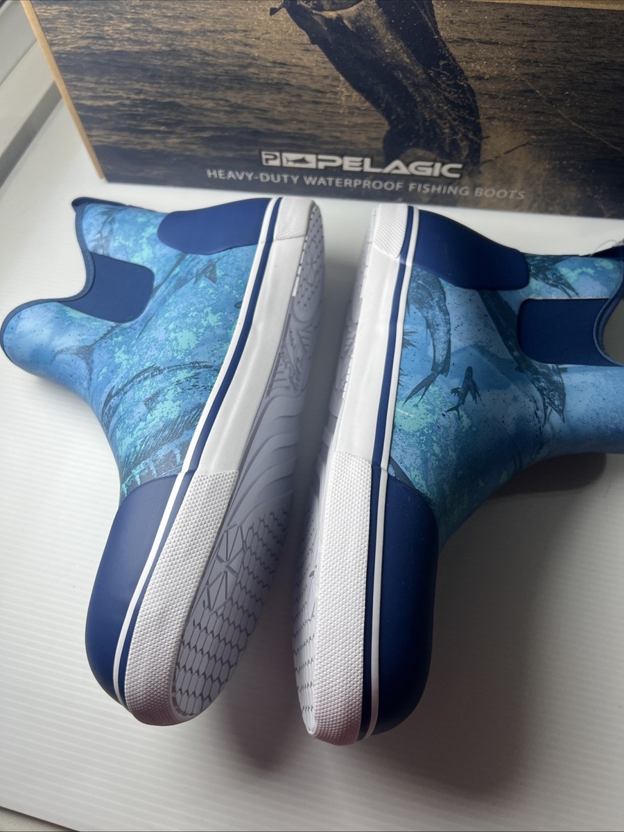 Pelagic Pursuit Deck Boots-Open Seas Blue Fish Print Dwight Hwang