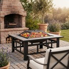 Large Outdoor Fire Pit Round/Square Table Metal Garden Stove Brazier BBQ Heater