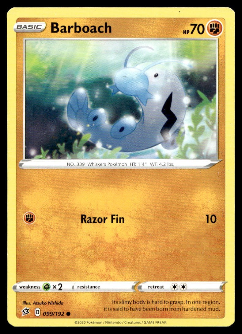 Barboach 99/192 Pokemon Card Rebel Clash Common 70 HP Near Mint SC