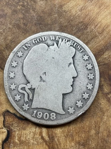 1908 s US Barber Silver Half Dollar Coin