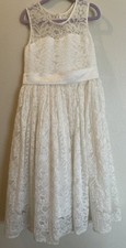 Baptism, Christening, Wedding, Flower Girl Dress, Lined Vintage White Size 7