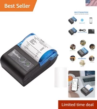 Rechargeable Mini Thermal Receipt Printer - Bluetooth USB, 58mm Paper for Sales