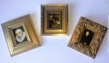 3-Ornate Wood Framed Miniature Prints 2-Rembrandt 1-Van Dyke Dutch Masters