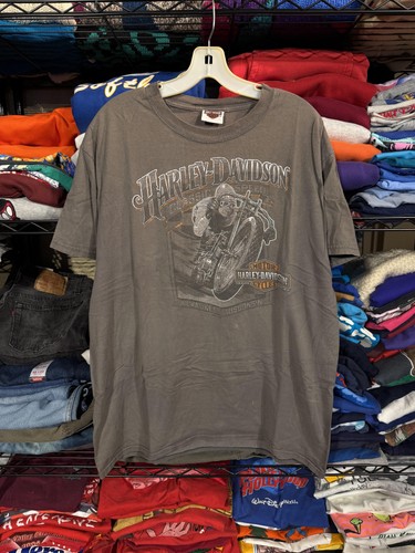 Harley-Davidson Stampede Shirt Mens Large Gray Hanes Beefy-T Texas Biker Tee - Picture 1 of 7
