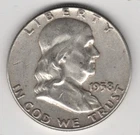 1958 P FRANKLIN HALF DOLLAR 90% SILVER 50¢ PHILADELPHIA UNITED STATES OF AMERICA
