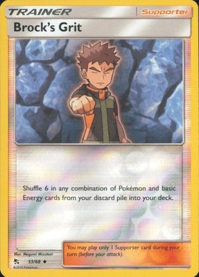 Brock's Grit 53/68 Uncommon Hidden Fates Pokemon Reverse Holo Near Mint