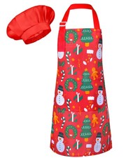 Kids Apron And Chef Hat Set Children Kitchen Cooking Baking With Pockets