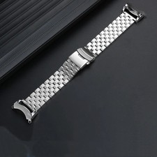 SOLID WATCH BAND+2 SILVER BRUSHED ADAPTERS FOR CITIZEN BJ8050 ECOZILLA ECO-ZILL