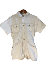 Zara Cream Denim Collard Romper/Playsuit Size Medium