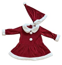 H  M Red Velvet Santa Claus Dress  Hat Girls 4T Holiday Christmas Photo Church