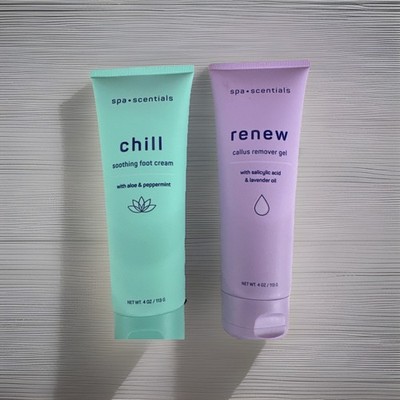 2-Pack Spa-Scentials Foot Care Set Chill Cream + Renew Callus Remover Gel