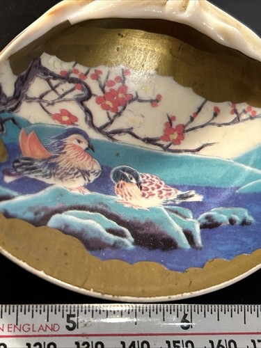 Hand Painted Kaiawase Matching Game Shells Japanese Shell Clam Vintage Antique - Foto 4 di 6