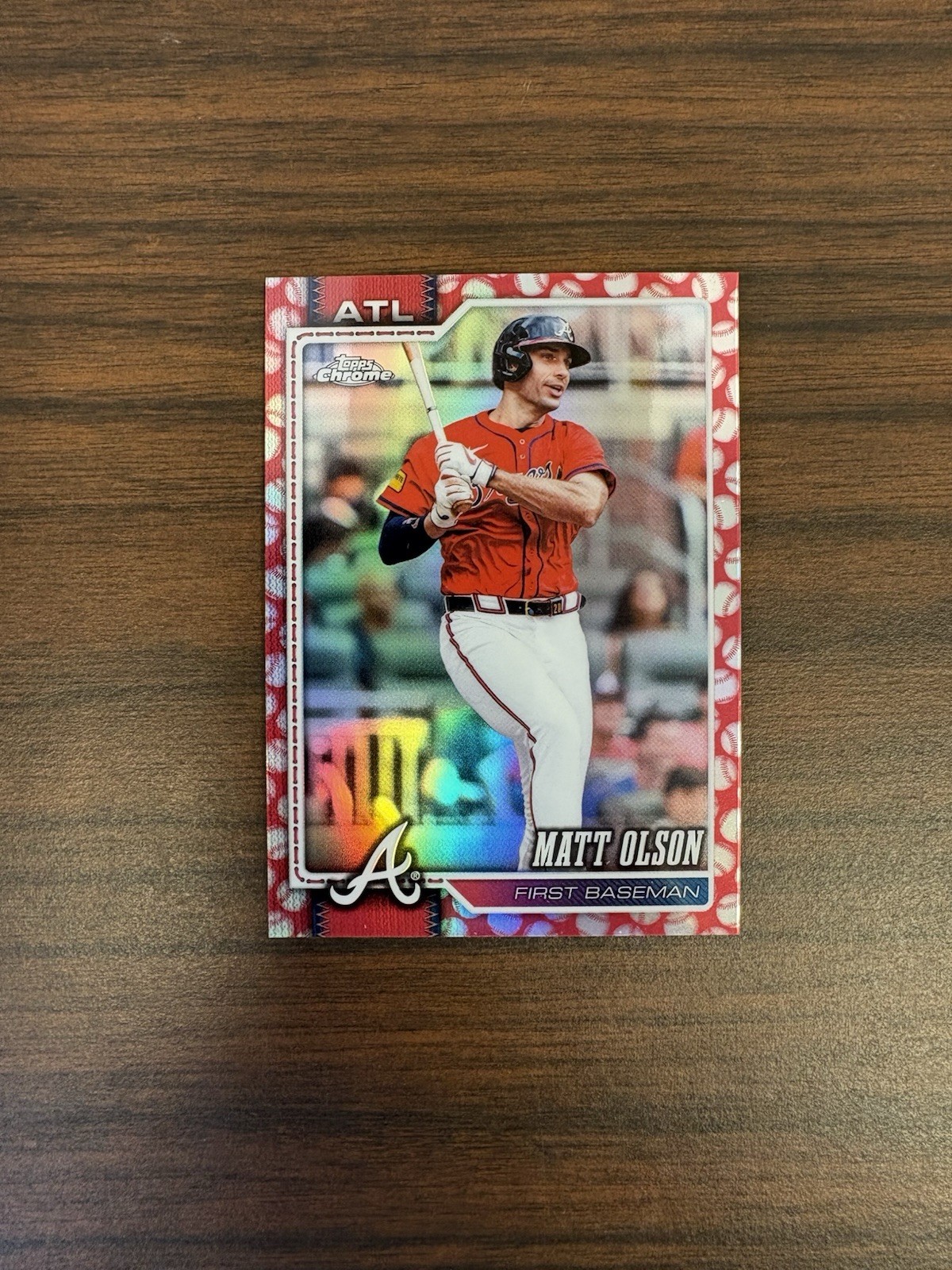 2026 Topps Chrome #241 Matt Olson Red Baseball Seams Refractor Atlanta Braves