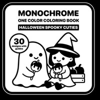 Monochrome Malbuch Halloween FüR Erwachsene & Teens, 30 Designs, Stressabbau