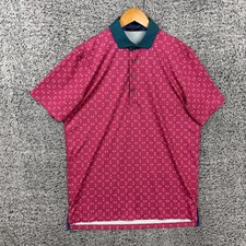 Greyson Shirt Mens Medium Pink Geometric Print Golf Polo Contrast Collar Logo