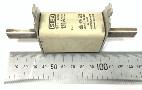 3 x Fusible Industrial SIBA NH1 gL/gG 125Amp 500v 120kA Cuerpo Cuadrado - Imagen 3 de 6