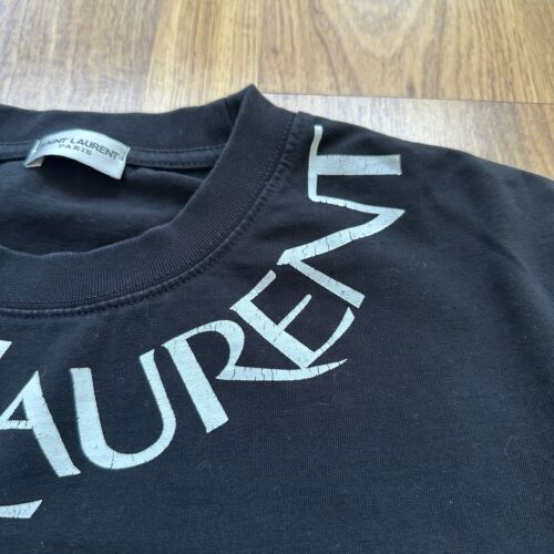 SAINT LAURENT MENS BLACK COTTON T-SHIRT SIZE LARGE - Picture 4 of 13