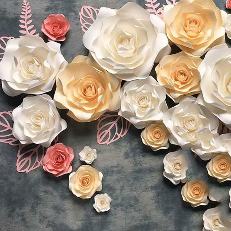 30cm Paper Flower Backdrop Wall Rose Flowers for Wedding Party Decoration Sample - Picture 2 of 15