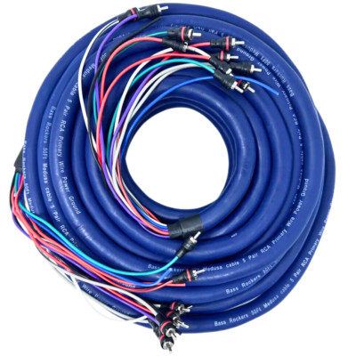 Bass Rockers 50' BRmedusa cable with 5 rca pairs remote wire power ground