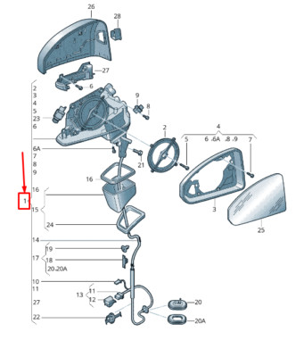 NEU AUDI AUßENSPIEGEL MONTAGE ELEKTRISCHE SATIN SCHWARZ  