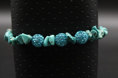 Vivance Armband Damenarmband Frauenarmband petrolfarben Kugel Steine Armreif