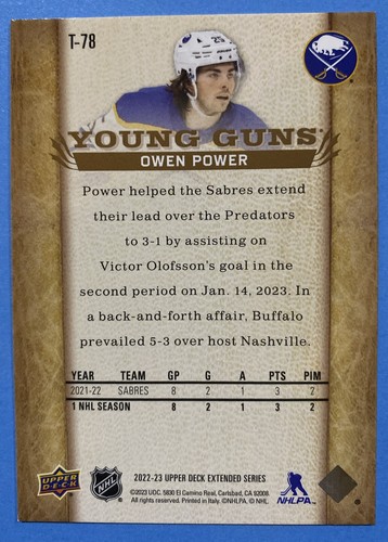 2022-23 Upper Deck Extended Retro Tribute Young Guns #T-78 Owen Power - Picture 2 of 2