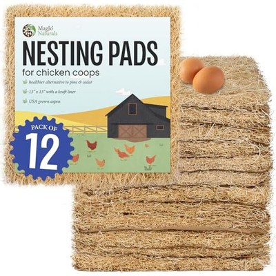 Premium Aspen 12 Pack Excelsior Nesting Liners (12 Pack), Chicken Bedding for...
