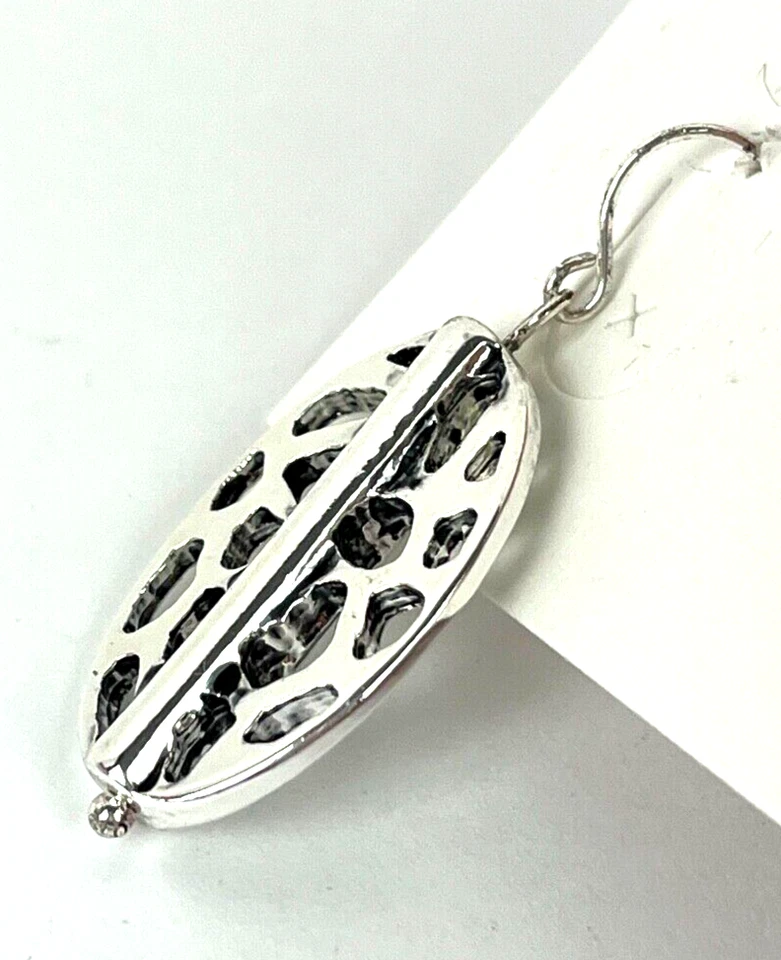 Premier Designs 银色 Del Monte 穿孔耳环 全新 带盒 尺寸 1 英寸 — 第 4/4 张图片