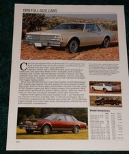 1978 Chevy Impala Caprice Spec Sheet Info Photo 78 305 350 Landau