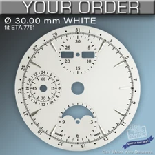 DIAL FIT MOVEMENT ETA VALJOUX 7751, Ø 30.0 mm,  WHITE WITH DAY DATE & MOONPHASE