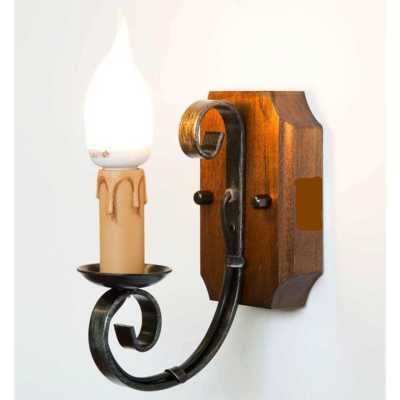 Portacandele Da Parete In Ferro Battuto Vintage - Candelabro A Forma Di Emblema Per Decorazione - Foto 8