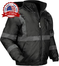 Chaqueta Bomber Unisex De Alta Visibilidad Para Adultos, Acolchada, Color Negro