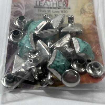 Tandy Leather Factory Turquoise Rivets – 10mm, 100-Pack, Synthetic Turquoise For Leather Craft & Western Fashion - View #8