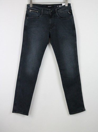 REPLAY Anbass Coin Zip W29/L32 Men Jeans Blue Black Overdyed Slim Stretch  Denim | eBay