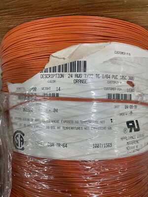 Olympic Wire & Cable 350-3-5000 Hookup Wire 24AWG, 7/32, 105C 300V, 5000' Orange