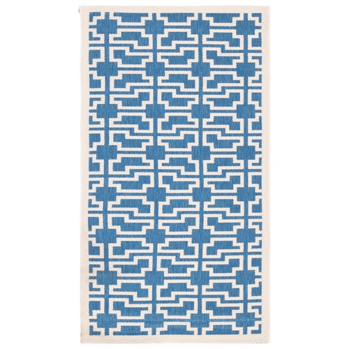 SAFAVIEH Indoor Outdoor CY6015-243 Courtyard Blue / Beige Rug - Picture 9 of 20