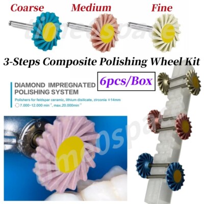 1 Kit/*6 Dental Diamond Impregnated Polishing System 3-Step