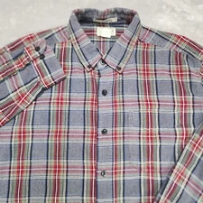 LL Bean Shirt Mens Large Gray Plaid Long Sleeve Flannel Outdoor Vintage