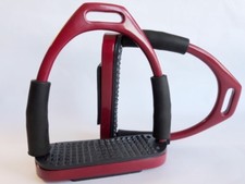 5 Inch Maroon Horse Saddle Stirrups Safety Flexi Bendy Iron Stainless Steel